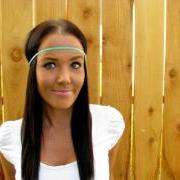 Bohemian Indie Hippie Chic Turquoise Blue Braided Cord Thin Headband Hair Band Wrap Girl Woman Wedding Accessories w/ Black Stretch Ribbon