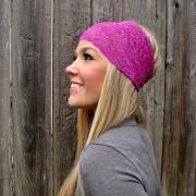 Wide Stretch Lace Headband in Juicy Berry (Magenta)